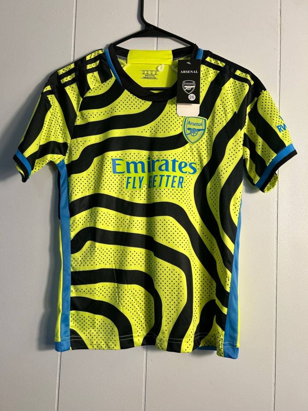 Arsenal Kids' Emirates Fly Better Neon Yellow & Black Third Jersey and Shorts